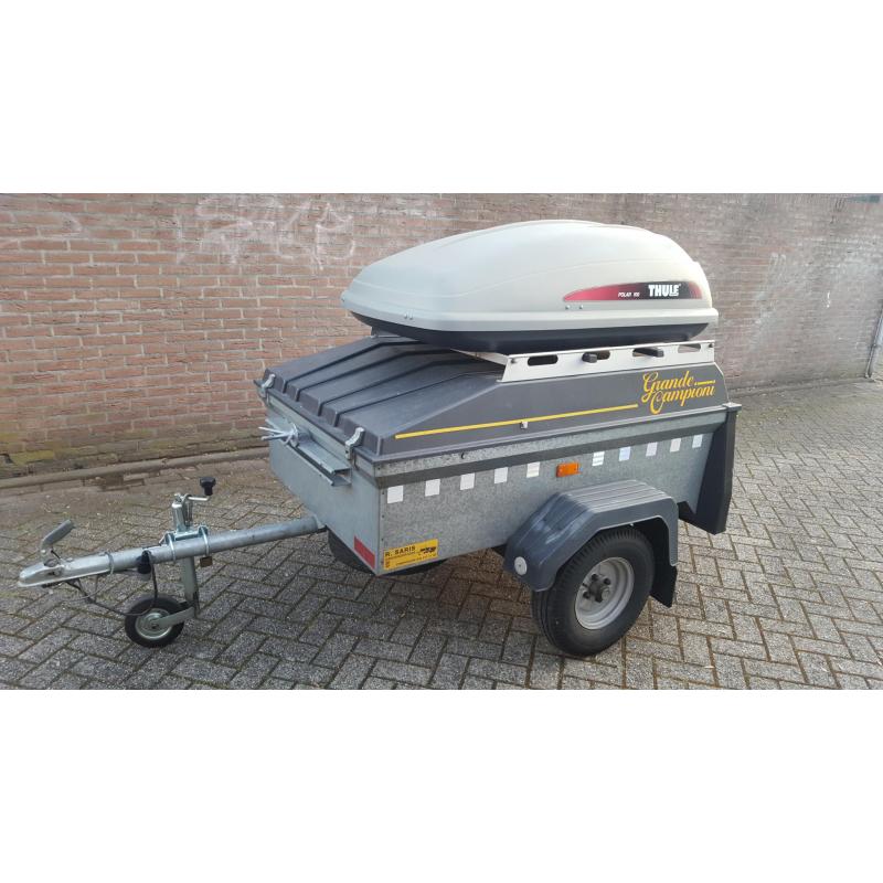 saris bagagewagen grande campioni met dakkoffer thule