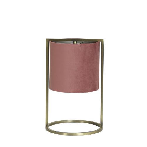 Light & Living Tafellamp Santos 35cm hoog, Antiek Brons - Roze