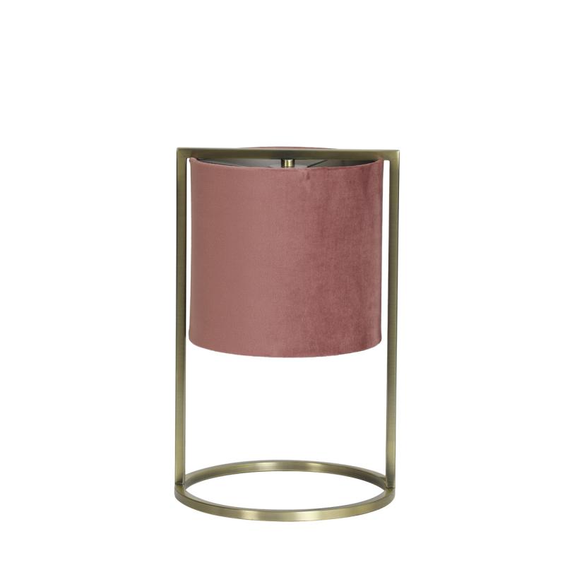 Light & Living Tafellamp Santos 35cm hoog, Antiek Brons - Roze
