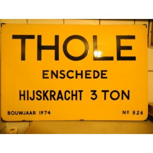 Emaille bord Fa Thole Enschede 1976