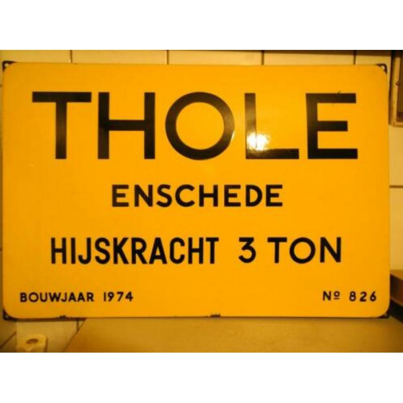 Emaille bord Fa Thole Enschede 1976