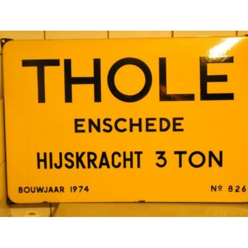 Emaille bord Fa Thole Enschede 1976