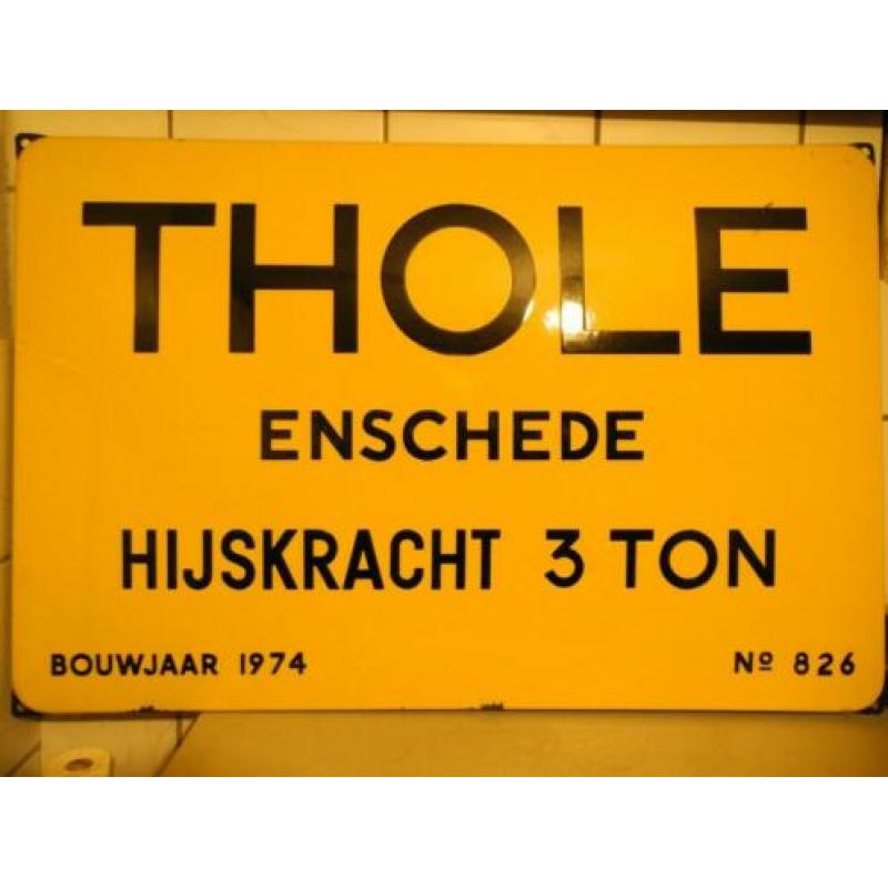 Emaille bord Fa Thole Enschede 1976