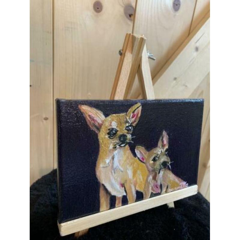 Chihuahua schilderijtje op ezel