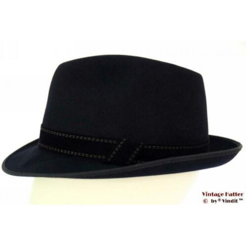 Vintage Gleufhoed Patterson en Co. donker blauw 57