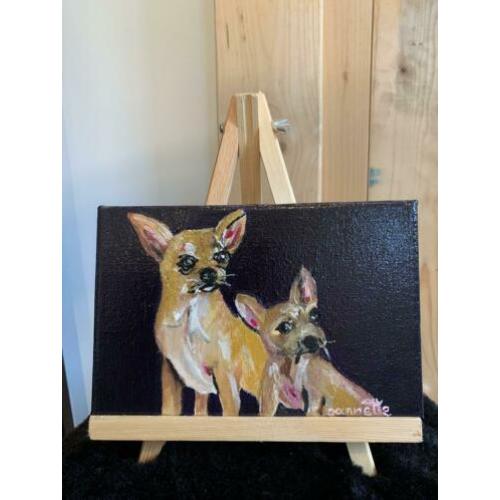 Chihuahua schilderijtje op ezel
