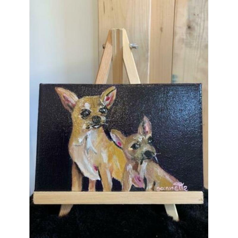 Chihuahua schilderijtje op ezel
