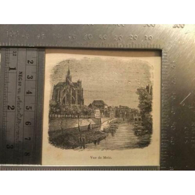 1890 vue de Metz houtgravure