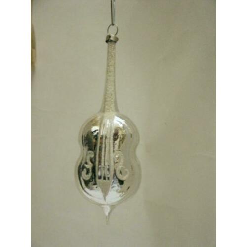 Oude kerstballen/kerstbal muziekinstrument bas/contrabas nr1