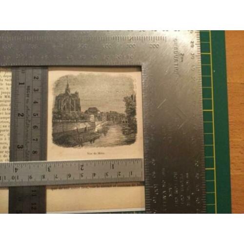1890 vue de Metz houtgravure