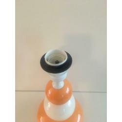 Tafellamp ‘bollen’ van aardewerk, oranje/wit 70’s feel