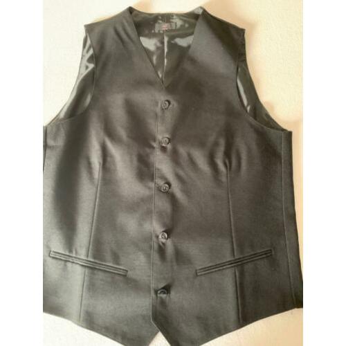 mooie zwarte broek met bijpassend gilet en das maat M