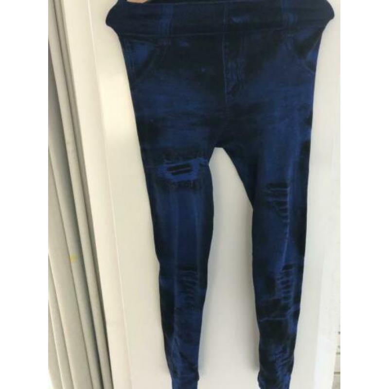 Elastische legging nauwsluitend imitatie jeans demin s/m