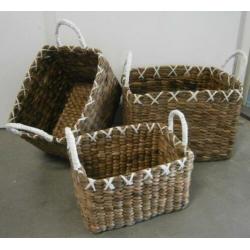 Set van 3 rattan manden – handgemaakt – bij TTM Wonen