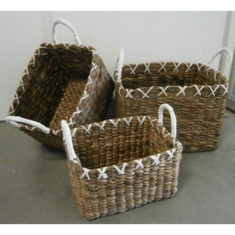 Set van 3 rattan manden – handgemaakt – bij TTM Wonen