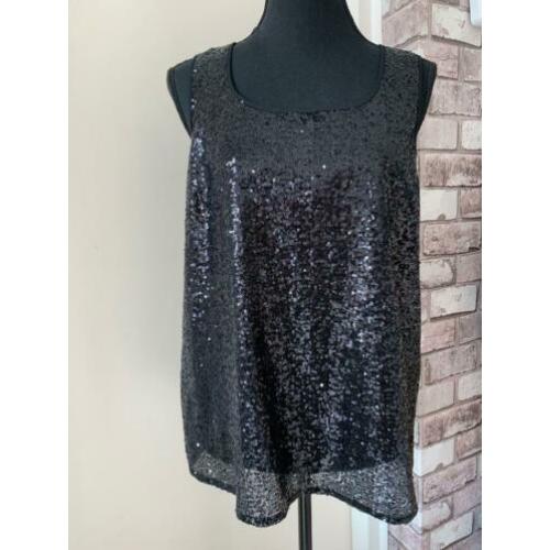 Zwarte tank top met pailletten L