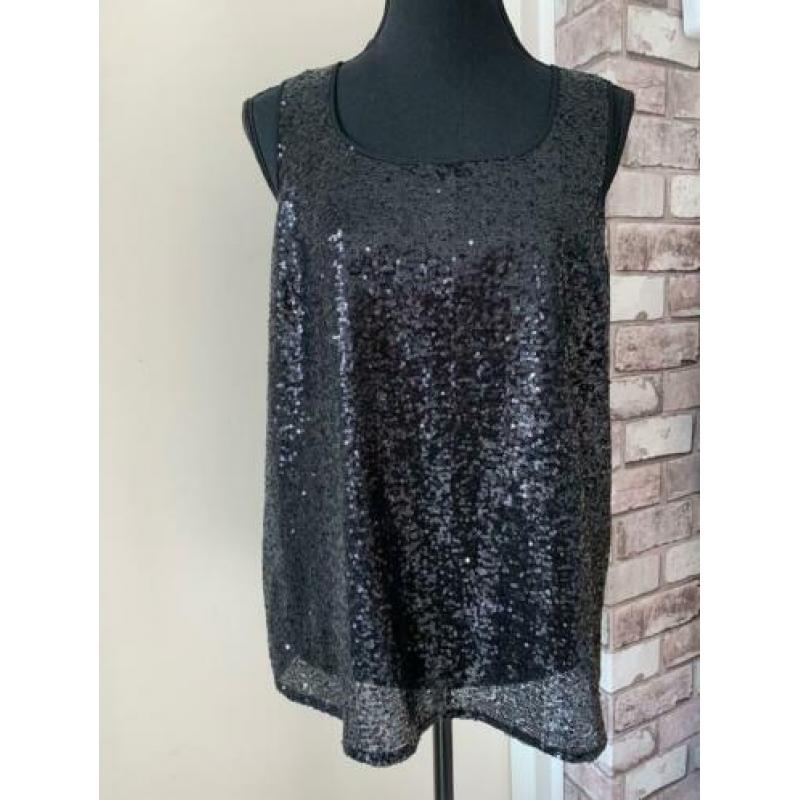 Zwarte tank top met pailletten L