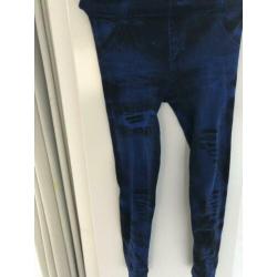Elastische legging nauwsluitend imitatie jeans demin s/m