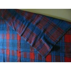 Vintage wollen deken ruit blauw/rood