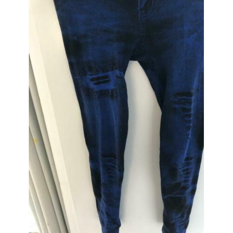 Elastische legging nauwsluitend imitatie jeans demin s/m