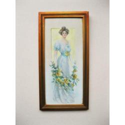 Antieke prent jonge vrouw Philip Boileau (1864-1917)
