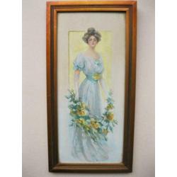 Antieke prent jonge vrouw Philip Boileau (1864-1917)