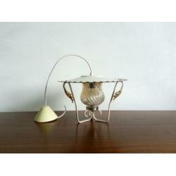 Brocante vintage hanglamp - wit - gedraaid glas