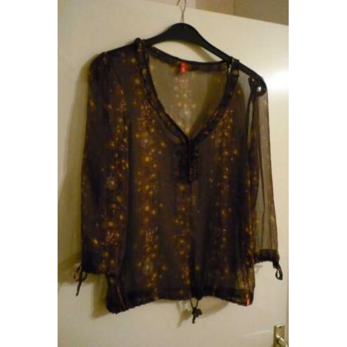 Bruine doorzichtige EDC Blouse met bloemen maat M
