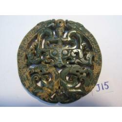 Mooie handgesneden chinese oude jade amulet met draken J15#
