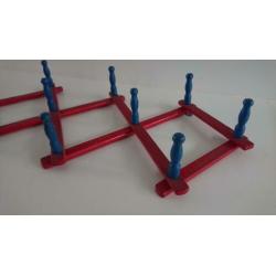 kinderkapstok 33 hoog en max 75 breed rood blauw hout