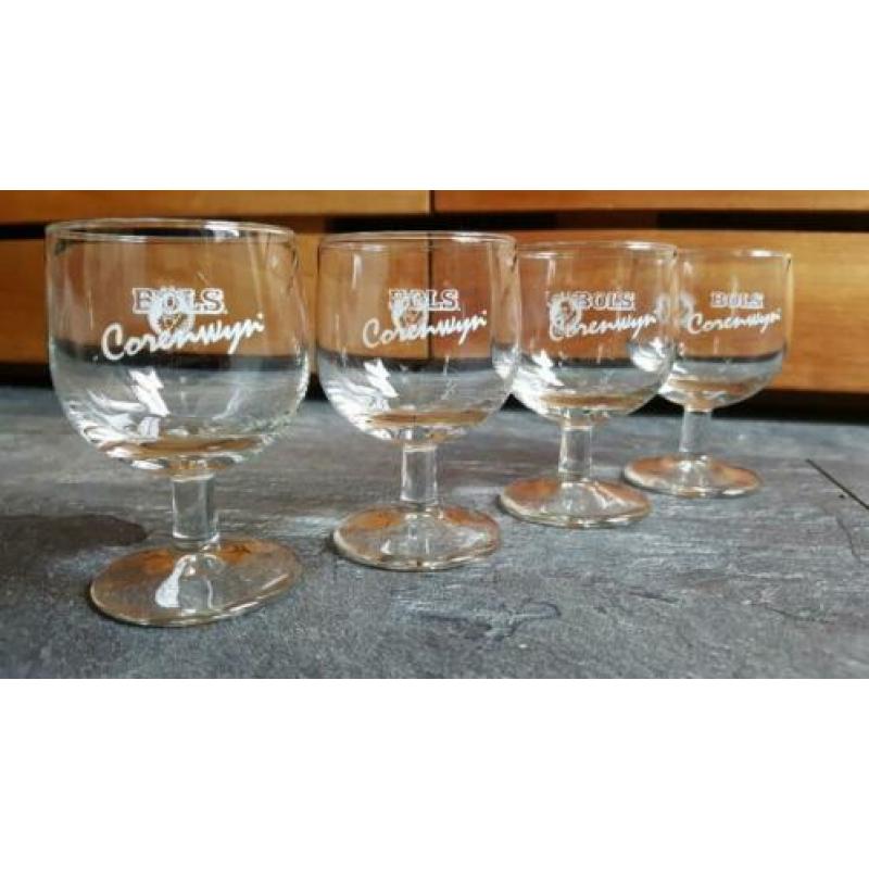 4 Lucas Bols Corenwijn jenever glaasjes borrelglaasjes zgan