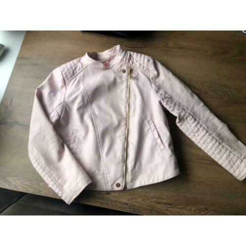 Roze leren meisjes jas, H&M maat;134