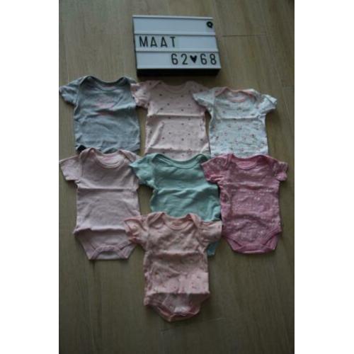 7 rompers korte mouw meisje maat 62/68