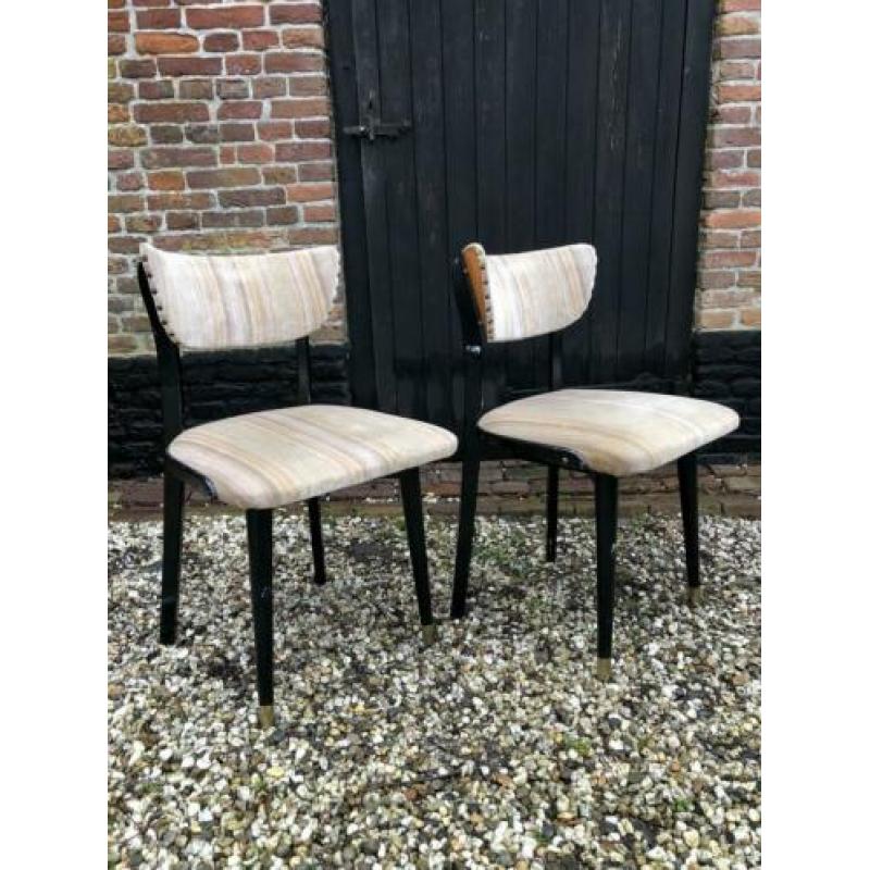 Vintage set stoelen met messing poten origineel design