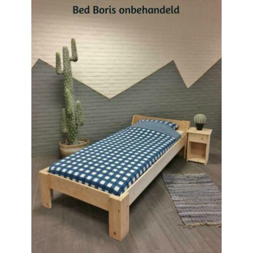 Blankhouten eenpersoonsbed Boris 90x210/200/220 cm lang.