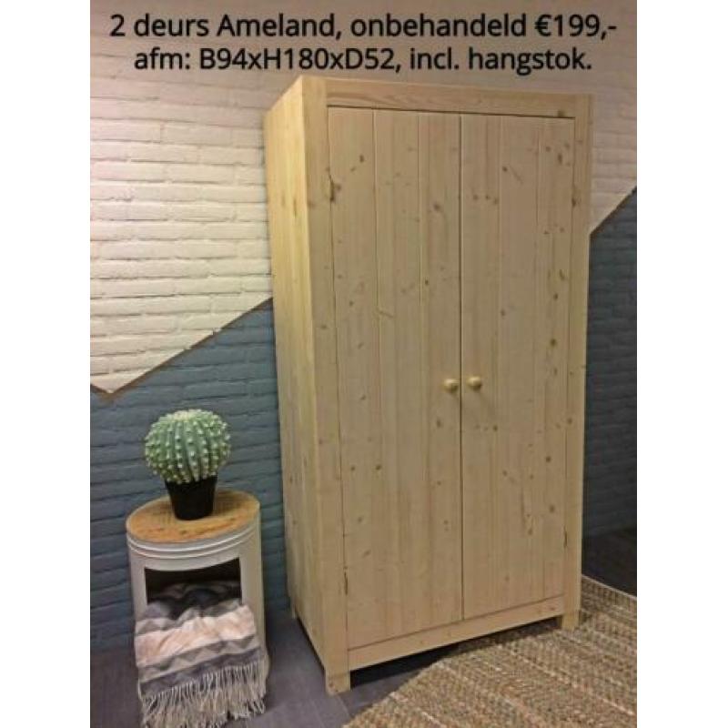 Blankhouten eenpersoonsbed Boris 90x210/200/220 cm lang.