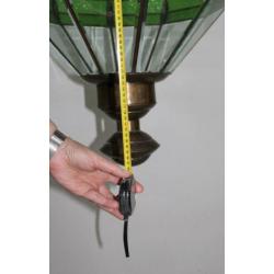 Grote Tiffany Hanglamp totale lengte 189 cm Glas in Koper