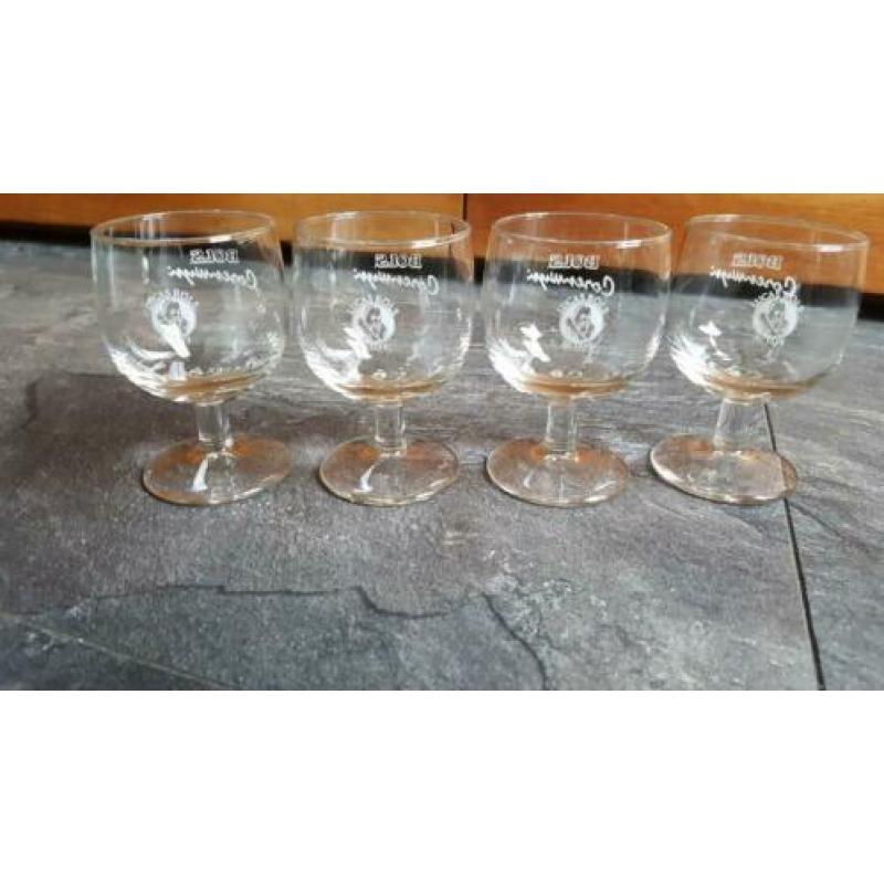 4 Lucas Bols Corenwijn jenever glaasjes borrelglaasjes zgan