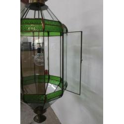 Grote Tiffany Hanglamp totale lengte 189 cm Glas in Koper
