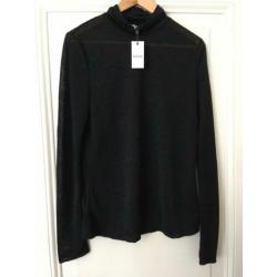 NIEUW: Pieces T-shirt Top Zwart Col Trui Doorschijnend M
