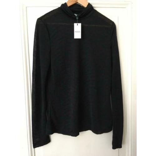 NIEUW: Pieces T-shirt Top Zwart Col Trui Doorschijnend M