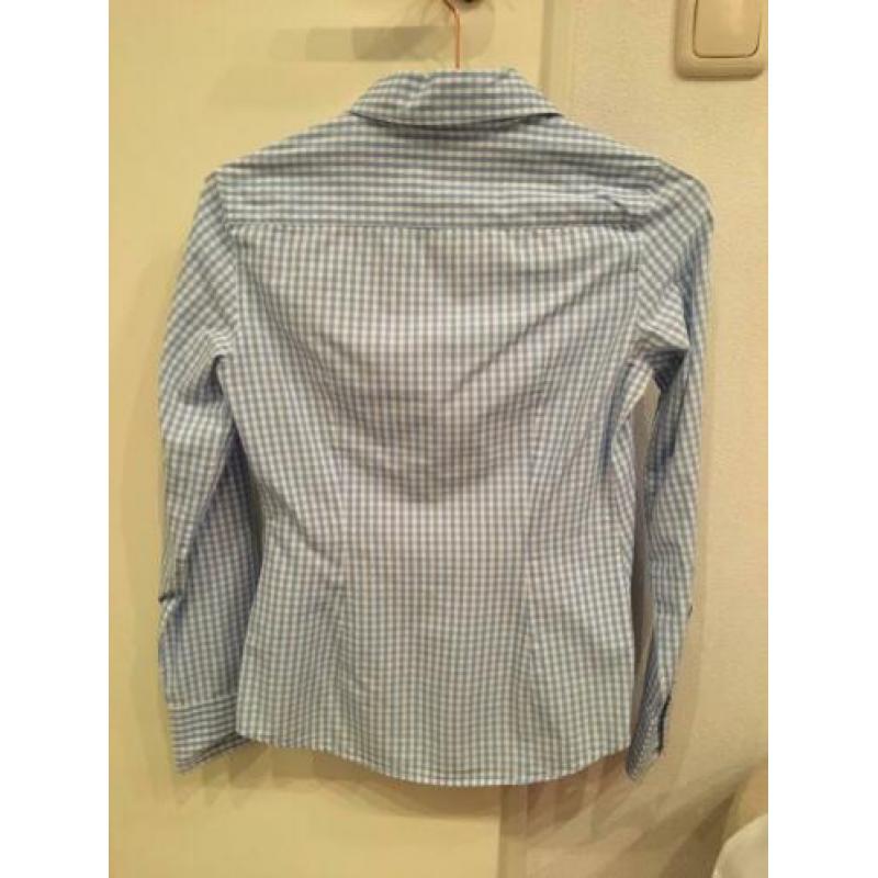 Benetton blouse dames maat XS - blauw/wit geblokt