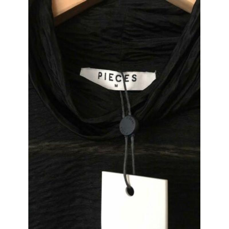 NIEUW: Pieces T-shirt Top Zwart Col Trui Doorschijnend M