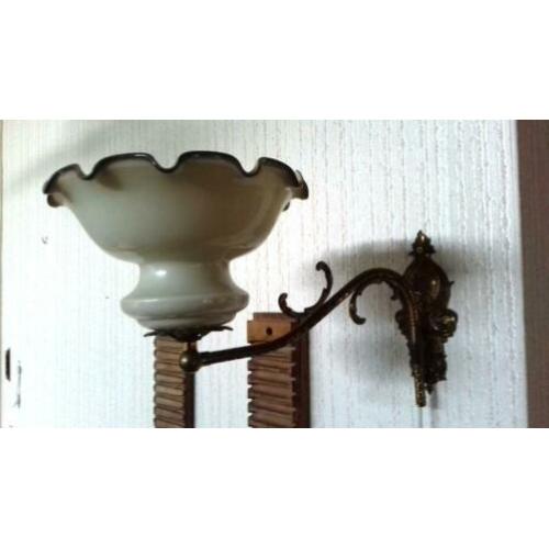 Antieke wandlamp draaibaar Koper en glas