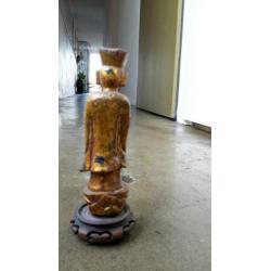 Buddha Burma hout verguld h 20cm incl sokkel