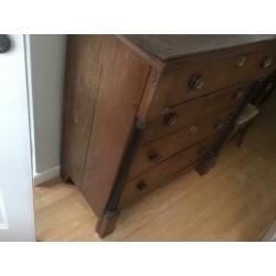 Antieke kast met lades H102xB96xD46