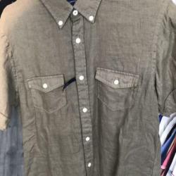 Tommy Hilfiger Linnen overhemd khaki maat S