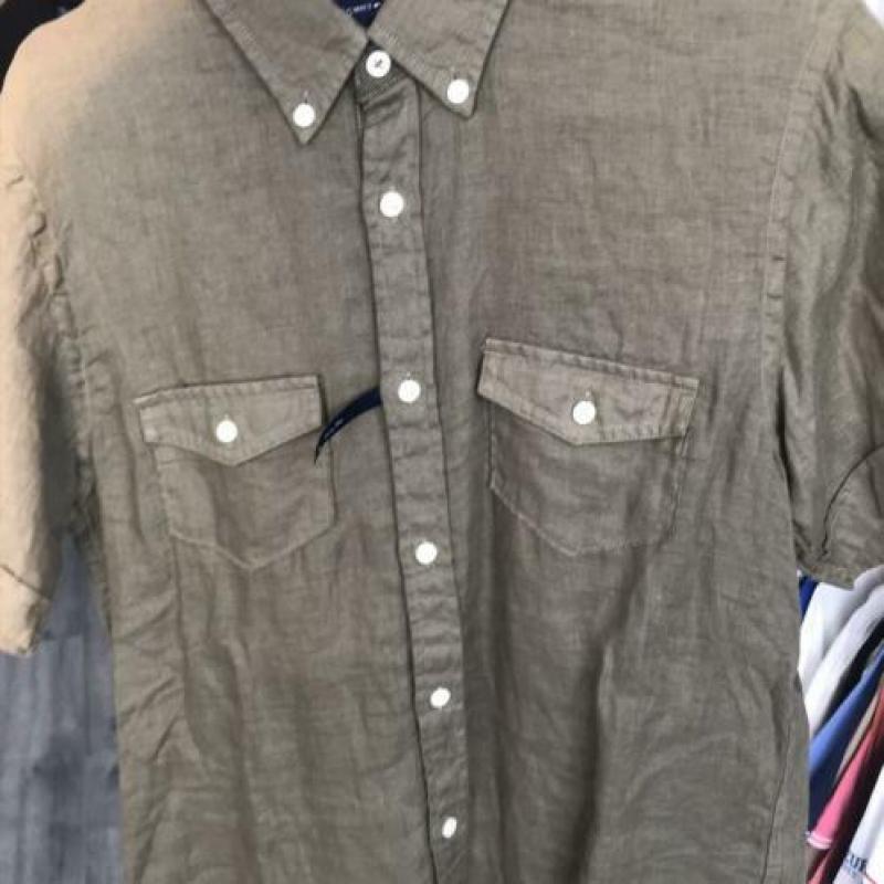 Tommy Hilfiger Linnen overhemd khaki maat S