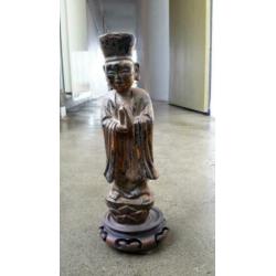 Buddha Burma hout verguld h 20cm incl sokkel