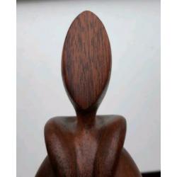 Houten beeld dame, vrouw abstract, gestileerd strak, vintage